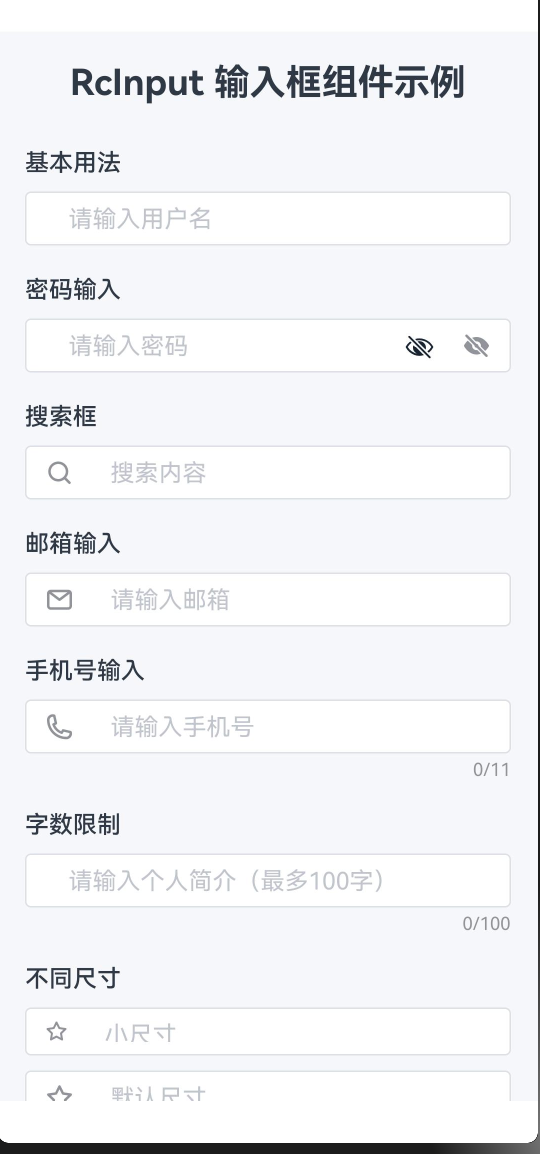 RcInput 示例界面一