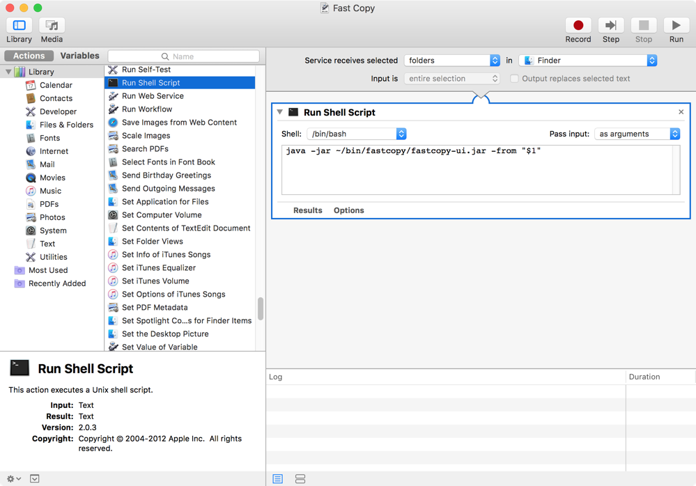 macOS系统通过Automator集成FastCopy