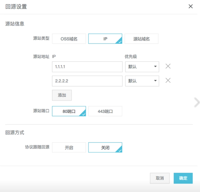 回源配置