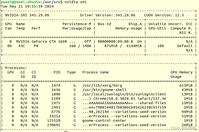 nvidia-smi output