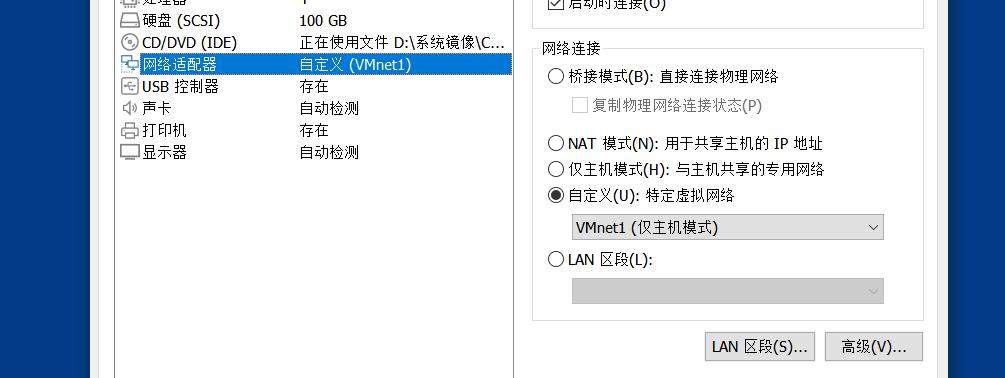 VMnet1 配置截图