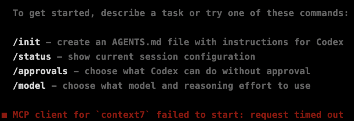 Codex CLI MCP连接失败提示
