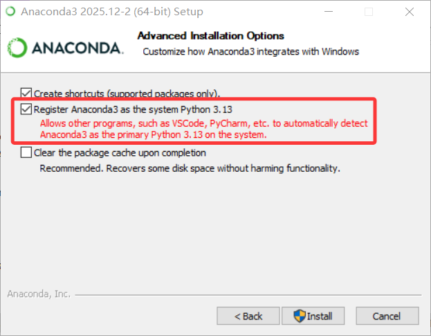 Anaconda安装选项